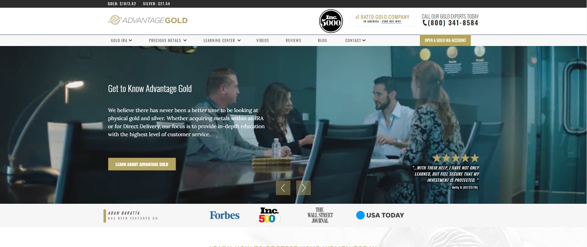 Advantage Gold website